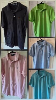Lot 5 Polo Ralph Lauren Medium Collar Shirt Big Pony Green Blue Black